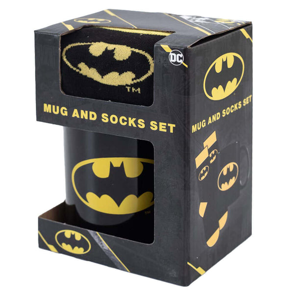 Batman Mug & Sock Set LKT Sport Classic mug and sock gift setSip and Step with Gotham's Guardian - Batman!Black mug and socks both featuring the iconic, vibrant yellow Batman logo designOfficial licensed productMug approx 315ml (11oz)Socks size 7-11 UK (4