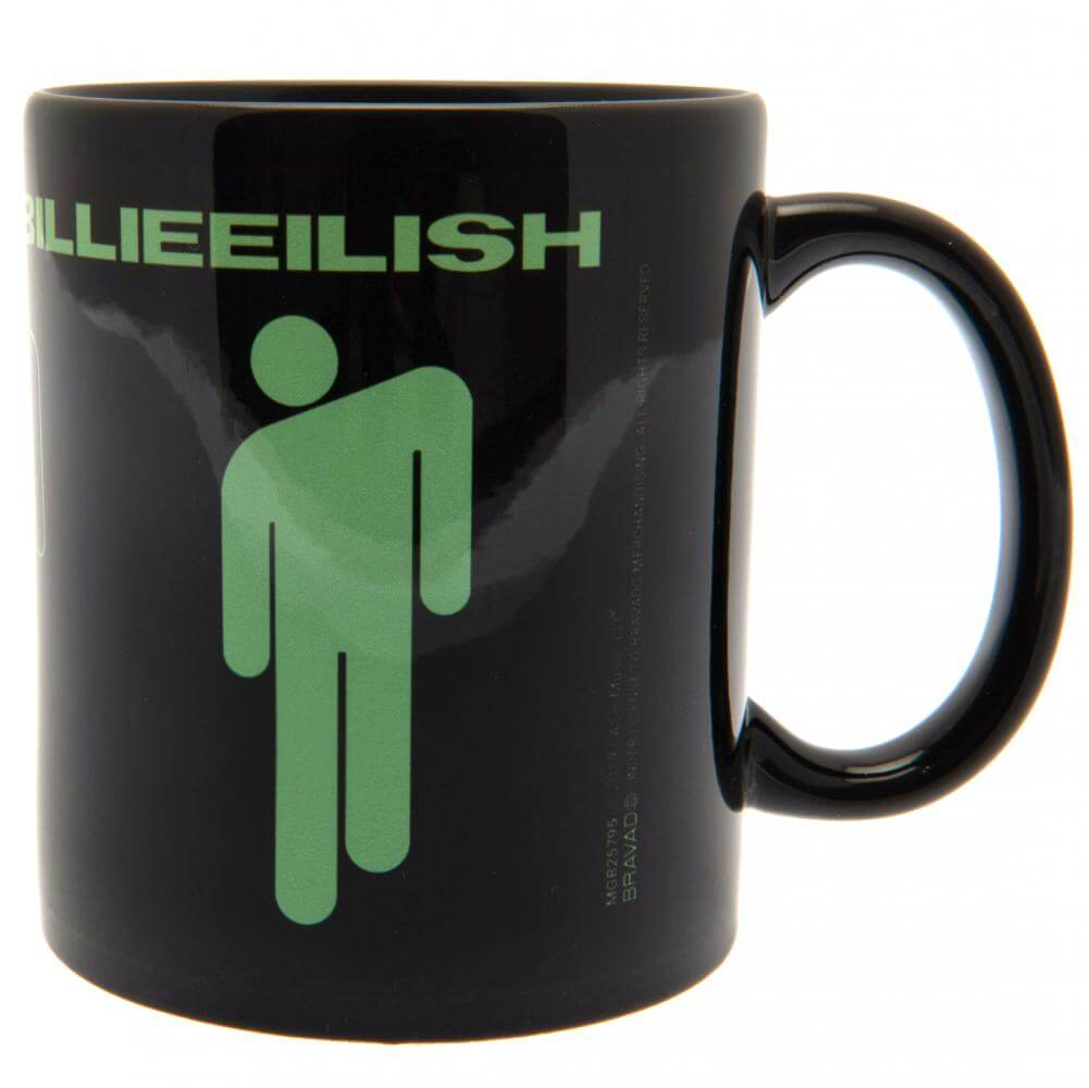 Billie Eilish Mug Stickman BK LKT Sport Ceramic everyday coffee mugFeaturing a repeat design of the Stickman logo and text Billie EilishGlazed kiln fired finishOfficial licensed productApprox 315ml (11oz)Approx 9cm tall, 8cm in diameter Mugs