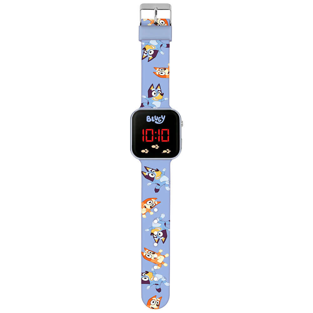 Bluey Junior LED Watch LKT Sport Junior LED digital watchEasy to read display featuring BlueyPrinted silicone strap with traditional buckle fasteningManufacturer's 1 year guaranteeOfficial licensed productSuitable for ages 6+Dial size 35mm Watches