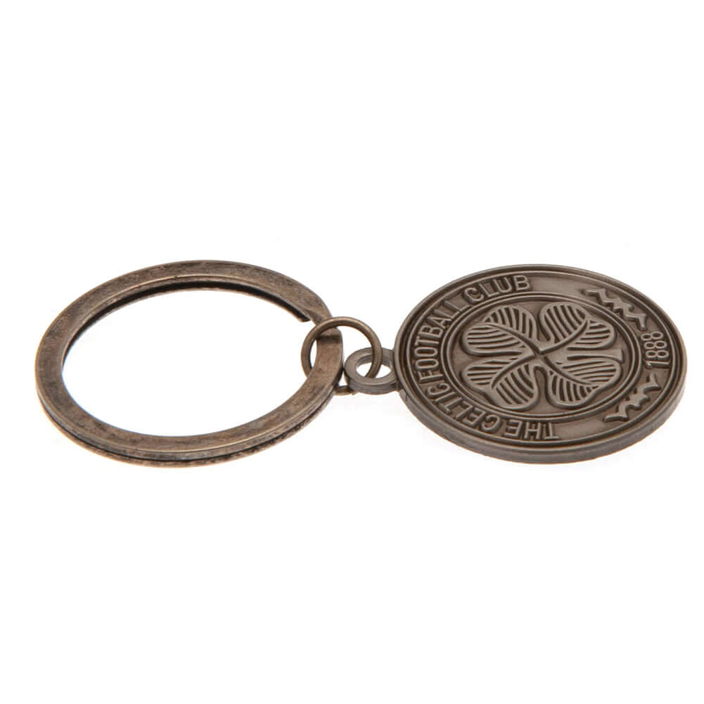 Celtic FC Antique Silver Crest Keyring LKT Sport Metal crest shaped keyring with chain and split ringDie stamped designMetal alloy with antique silver style finishOfficial licensed productApprox 30mm x 30mm Keychains
