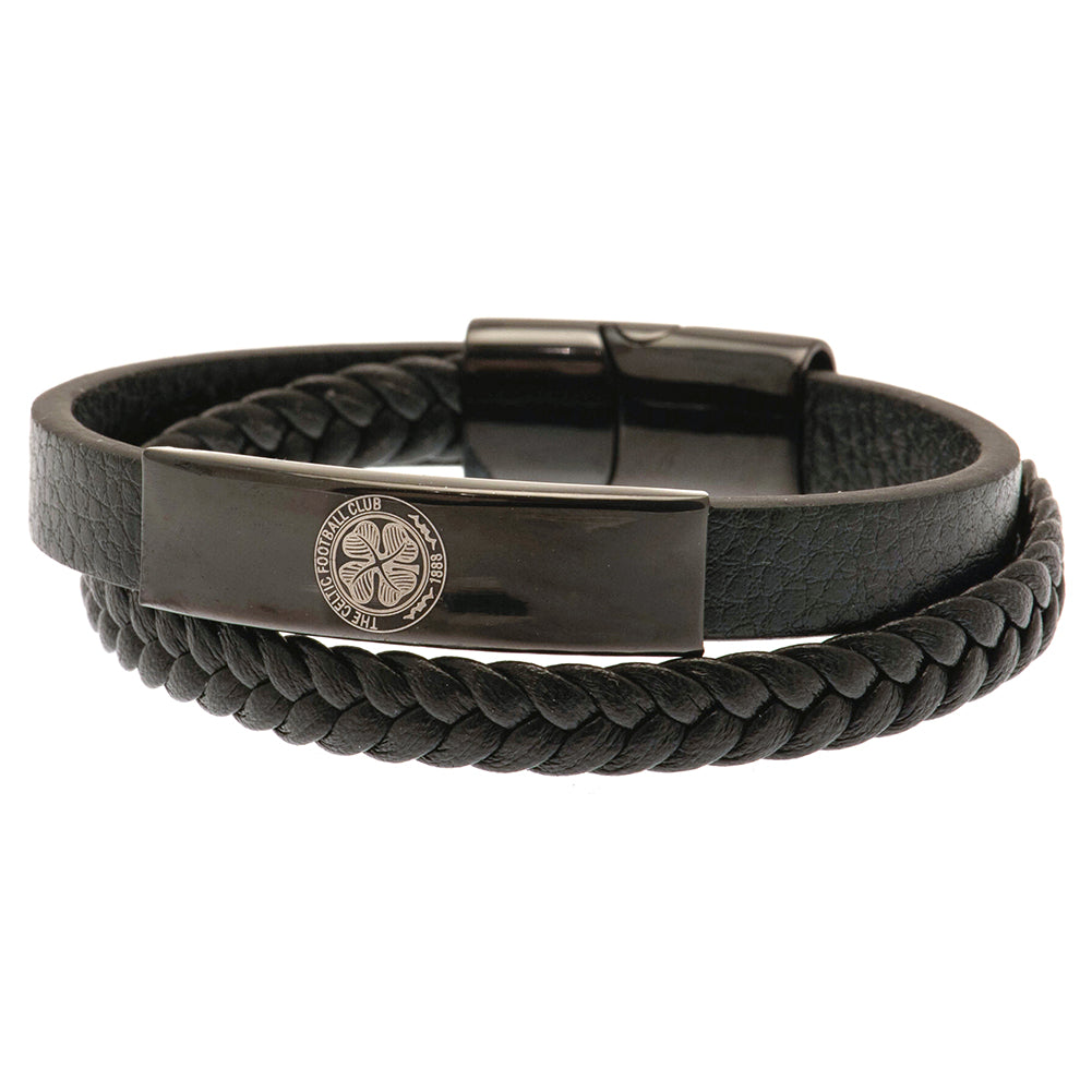 Celtic FC Black IP Leather Bracelet LKT Sport Football>European Leagues>Celtic FC Bracelets