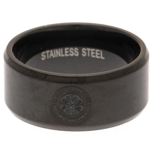 Celtic FC Black IP Ring Large LKT Sport Stainless steel ring coated in a black Ion platingEngraved with a Celtic crestOfficial licensed productInternal diameter approx 21mmRing size X Rings