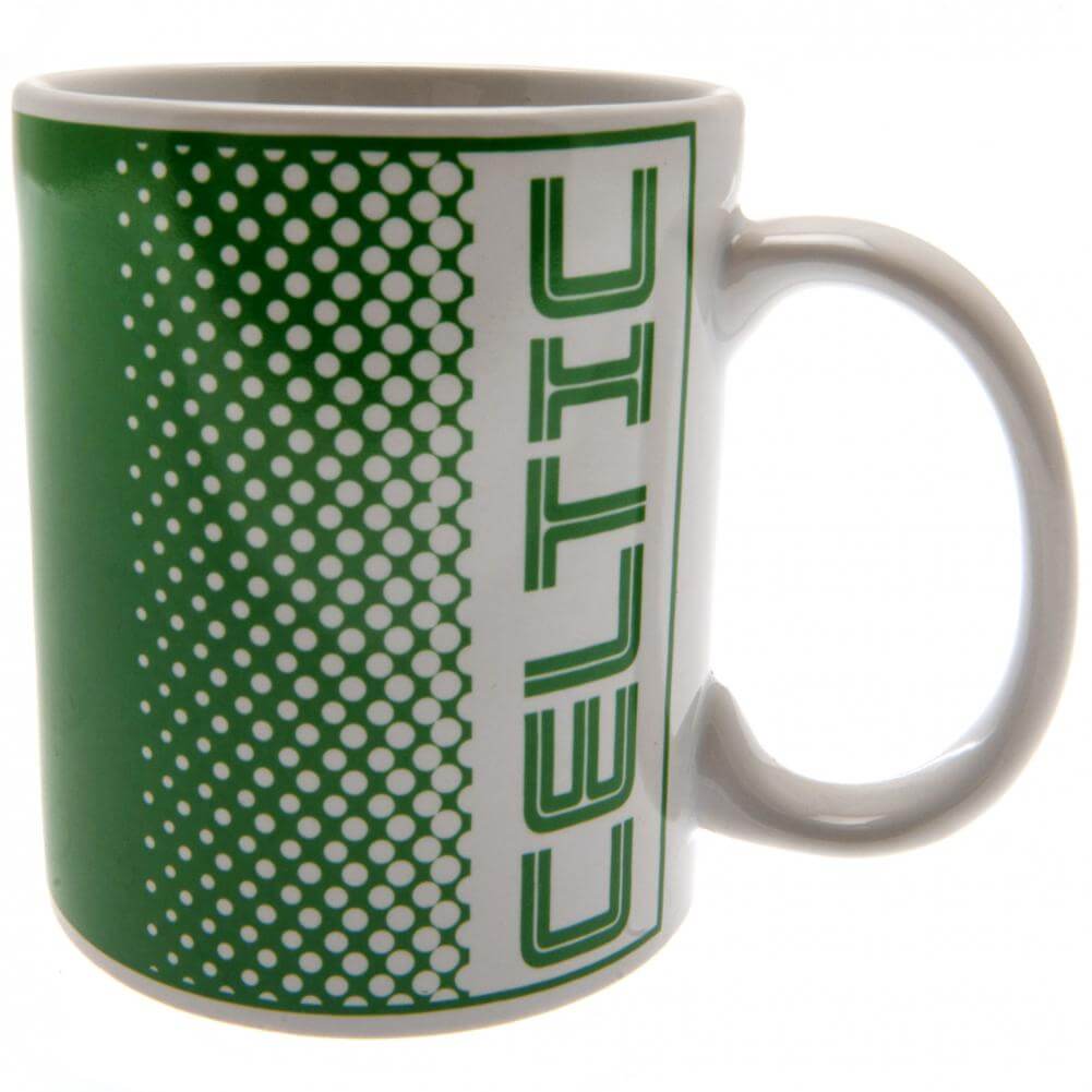 Celtic FC Fade Mug LKT Sport Ceramic everyday coffee mugFade design featuring Celtic text and club crestGlazed kiln fired finish with white handleOfficial licensed productApprox 315ml (11oz)Approx 9cm tall, 8cm in diameter Mugs