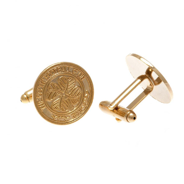Celtic FC Gold Plated Cufflinks LKT Sport Gold Plated round cufflinks Featuring a highly detailed Celtic FC crest On a bullet back fixing Official licensed product Approx 20mm x 20mm Presented in a gift box Cufflinks