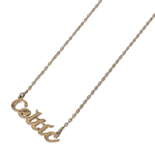 Celtic FC Gold Plated Name Dropper Necklace LKT Sport Gold plated Celtic text necklaceWith a lobster claspOfficial licensed productChain approx 55cm (21 inches)Dog tag approx 35mm x 10mm Necklaces