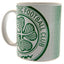 Celtic FC Halftone Mug LKT Sport Ceramic everyday coffee mug Green and white halftone design featuring a large Celtic club crest Glazed kiln fired finish with white handle Official licensed product Approx 315ml (11oz) Approx 9cm tall, 8cm in diameter In a