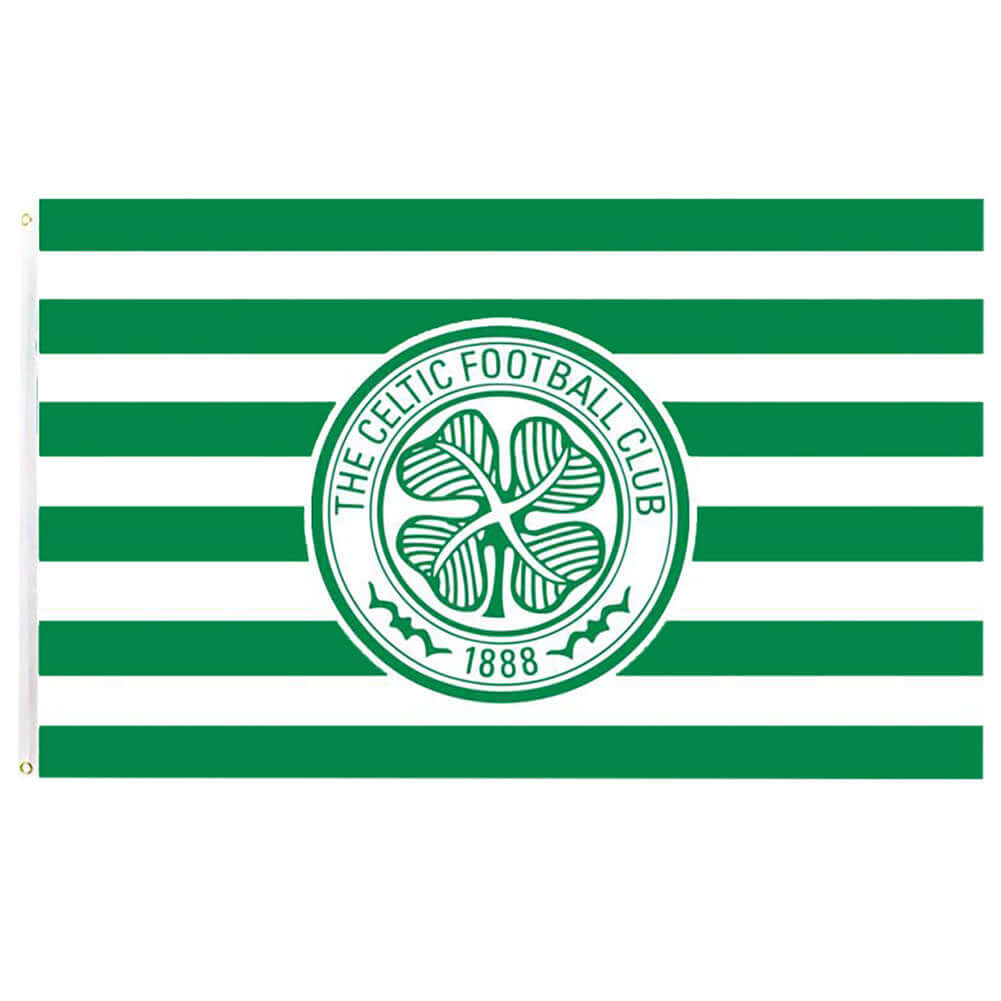 Celtic FC Hoop Flag LKT Sport Large 100% polyester supporters flagThis green and white hoop flag features a full colour Celtic crestPerfect for any wall with ready to hang metal eyeletsOfficial licensed productApprox 152cm x 91cm (5ft x 3ft) Flags