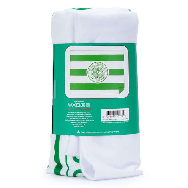 Celtic FC Hoop Polar Fleece Blanket LKT Sport Vibrant green and white soft polar fleece blanketFeatures a Celtic club crest in the centre100% polyester machine washableOfficial licensed productApprox 150cm x 125cm Throw Blankets