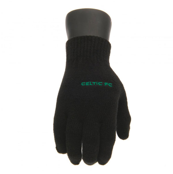 Celtic FC Knitted Gloves Junior LKT Sport Childrens black knitted gloves Featuring Celtic FC text in green Official licensed product Junior one size fits all With a swing tag Gloves & Mittens
