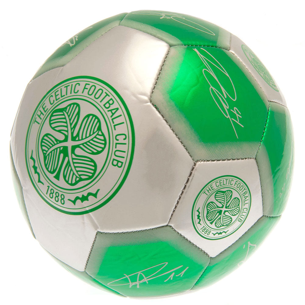 Celtic FC Sig 26 Football LKT Sport High spec 26 panel synthetic footballGreen and silver colour featuring the Celtic crest and official player signature printsSuitable for 14 yrs and olderOfficial licensed productSize 5 footballApprox 69cm in circumferen