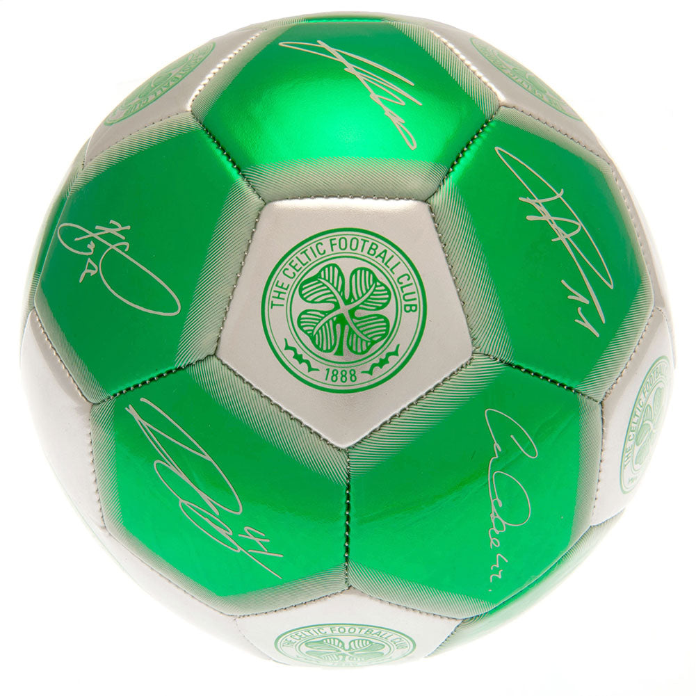 Celtic FC Sig 26 Football LKT Sport High spec 26 panel synthetic footballGreen and silver colour featuring the Celtic crest and official player signature printsSuitable for 14 yrs and olderOfficial licensed productSize 5 footballApprox 69cm in circumferen