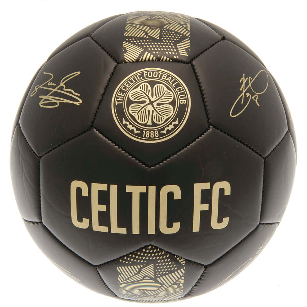 Celtic FC Sig Gold Phantom Football LKT Sport Matte black finish 32 panel synthetic footballFeatures a gold printed Celtic crest and official player signature printsSuitable for 14 yrs and olderOfficial licensed productSize 5 footballApprox 69cm in circum Main image