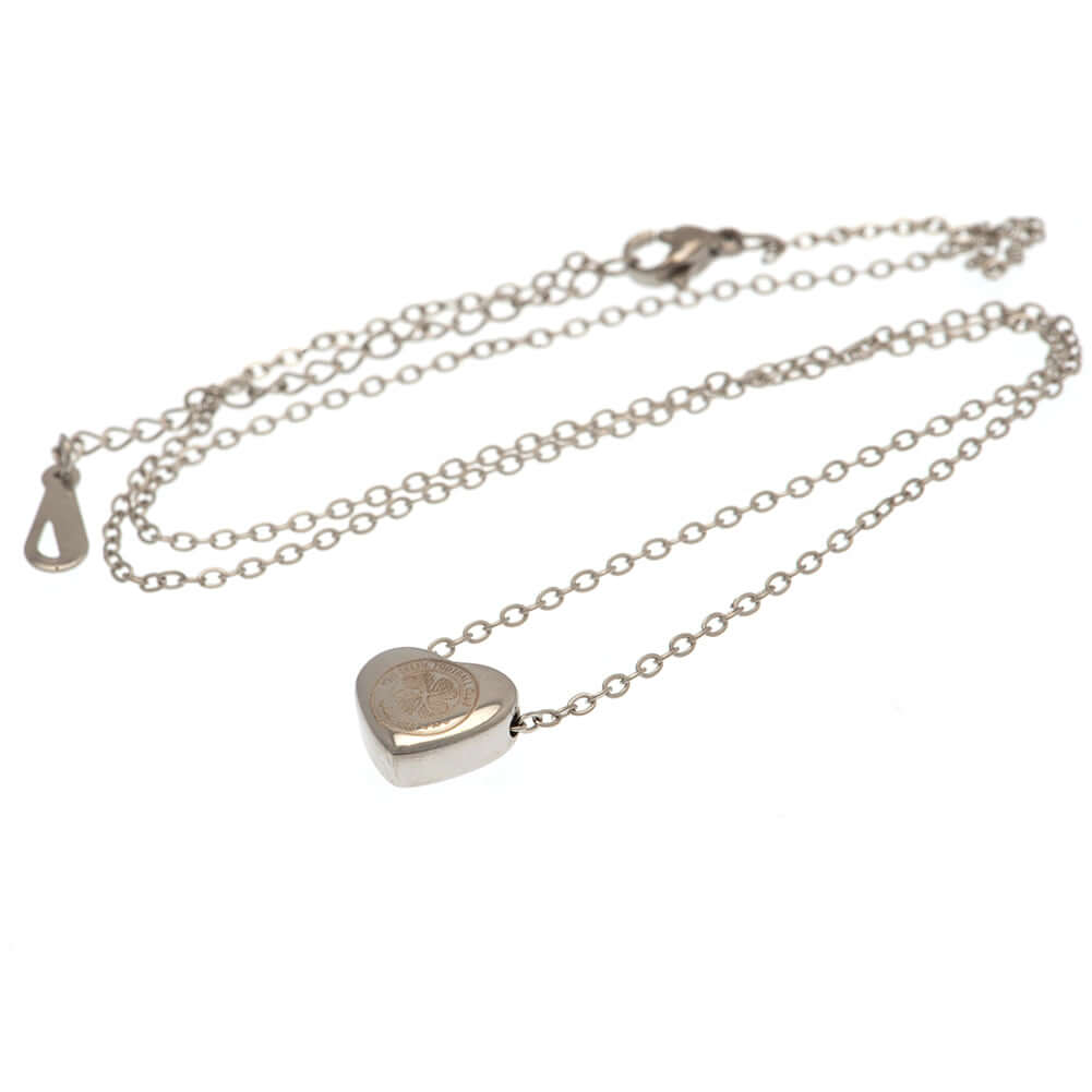 Celtic FC Stainless Steel Heart Necklace LKT Sport Stainless steel heart shaped pendant and necklaceChrome finish with the Celtic crest engraved on the pendantOfficial licensed productChain approx 50cm (19in)Pendant approx 12mm x 10mm Necklaces