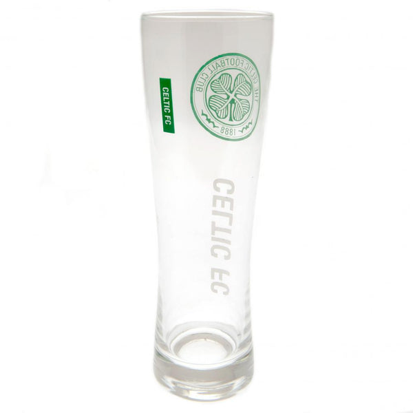 Celtic FC Tall Beer Glass LKT Sport Tall slim pilsner style pint glass Features a large full colour Celtic club crest White Celtic FC text on small green block detail on reverse Official licensed product Approx 570ml (1 pint) Approx 24cm tall, 7cm in diam