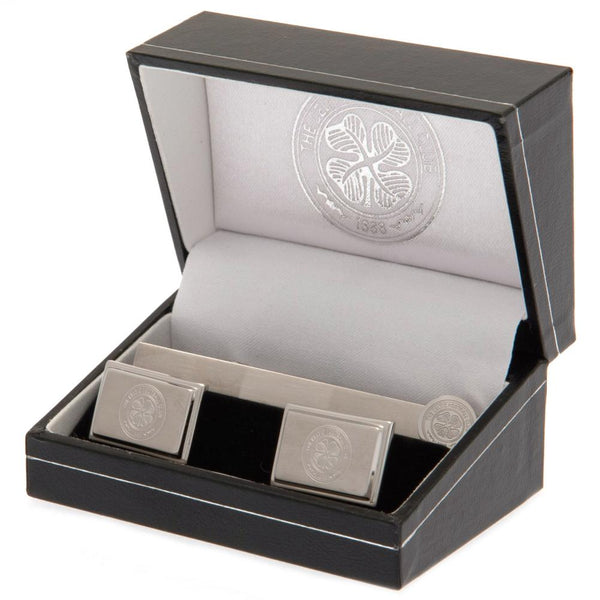 Celtic FC Tie Slide & Cufflink Set LKT Sport Stylish and discreet design tie slide with executive cufflinks Stainless steel pin featuring the Celtic crest with a crocodile clip back Stainless steel satin finish cufflinks featuring an engraved Celtic crest