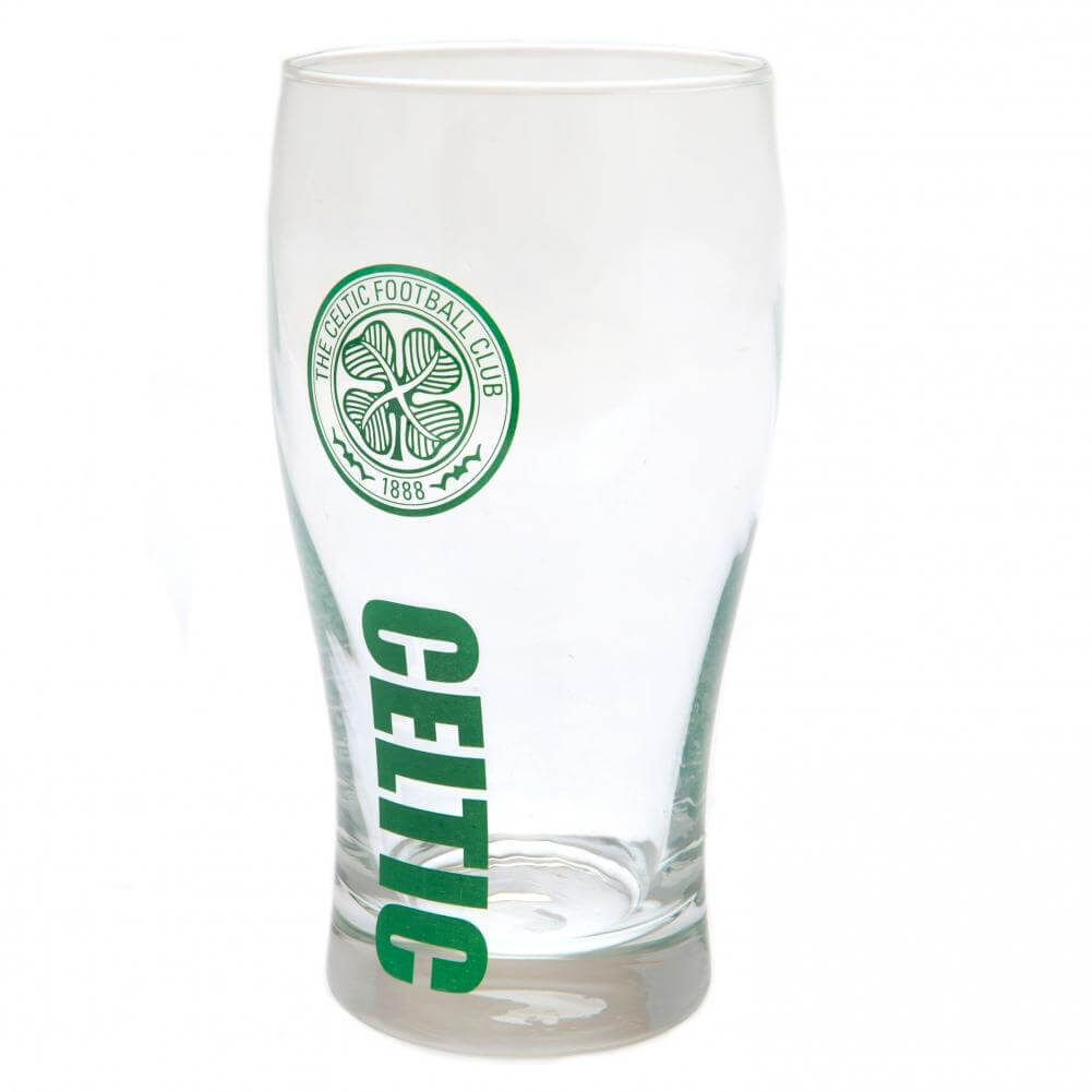 Celtic FC Tulip Pint Glass LKT Sport Wordmark design tulip style pint glassFeatures Celtic text and a green club crestOfficial licensed productApprox 570ml (1 pint)Approx 15cm tall, 8cm in diameter Beer Glasses