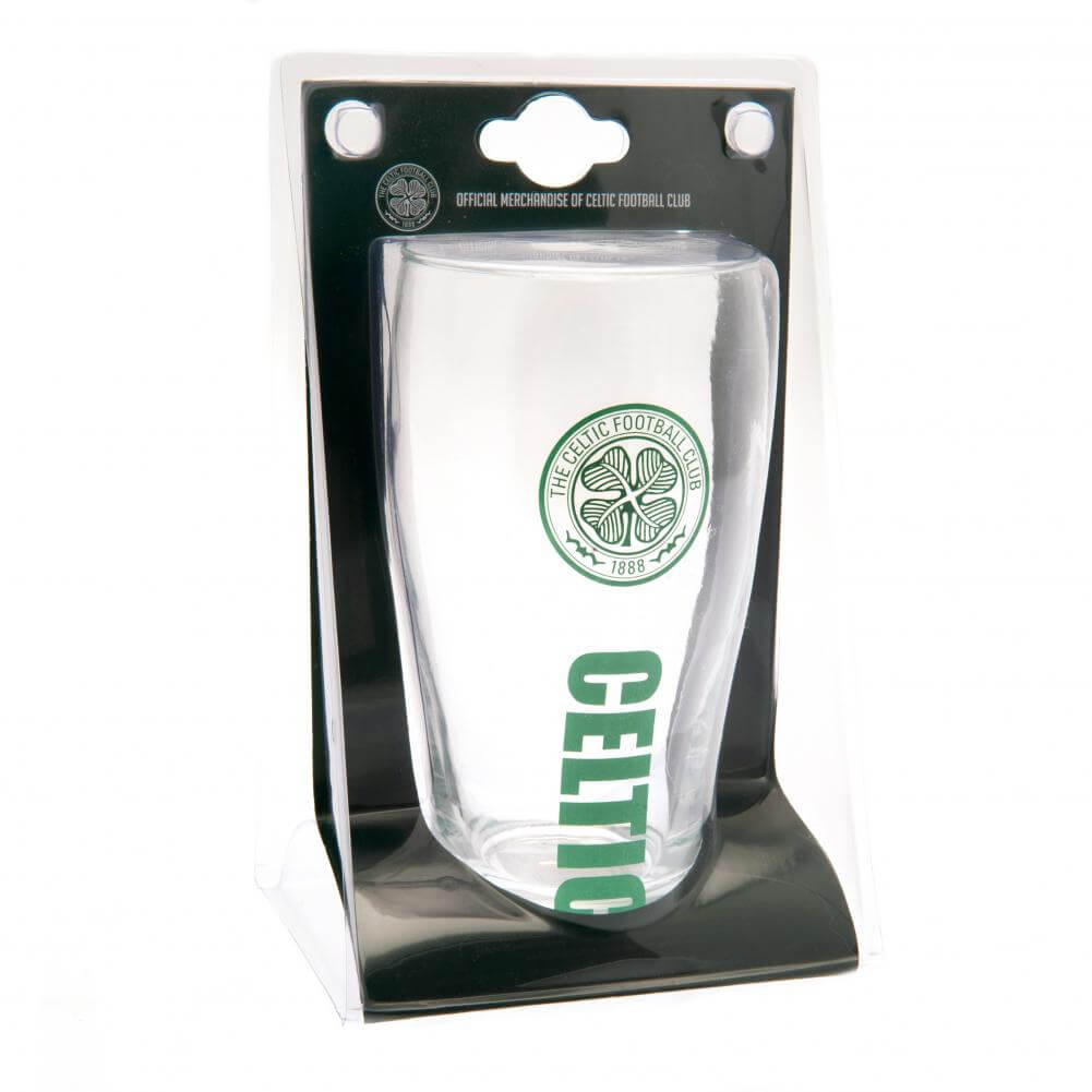 Celtic FC Tulip Pint Glass LKT Sport Wordmark design tulip style pint glassFeatures Celtic text and a green club crestOfficial licensed productApprox 570ml (1 pint)Approx 15cm tall, 8cm in diameter Beer Glasses