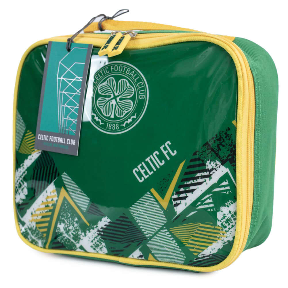 Celtic FC Vector Lunch Bag LKT Sport Vector design lunch bag featuring the Celtic FC crest in white on the frontDouble zipped opening for easy accessRubber zip pulls featuring raised Celtic FC detailInternal elastic bottle holderWipe clean polyesterWith c