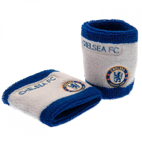 Chelsea FC Accessories Set LKT Sport This essential training accessories set features vibrant team colours and club crestsPair of white and blue soft cotton wristbands with the Chelsea crestTeam colour captains arm band and boot laces featuring Chelsea te