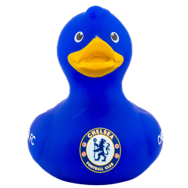 Chelsea FC Bath Time Duck LKT Sport Blue bath time rubber duck with a yellow beakFeatures Chelsea text in white and a full colour club crestOfficial licensed productApprox 10cm x 9cm x 7cm Rubber Duckies