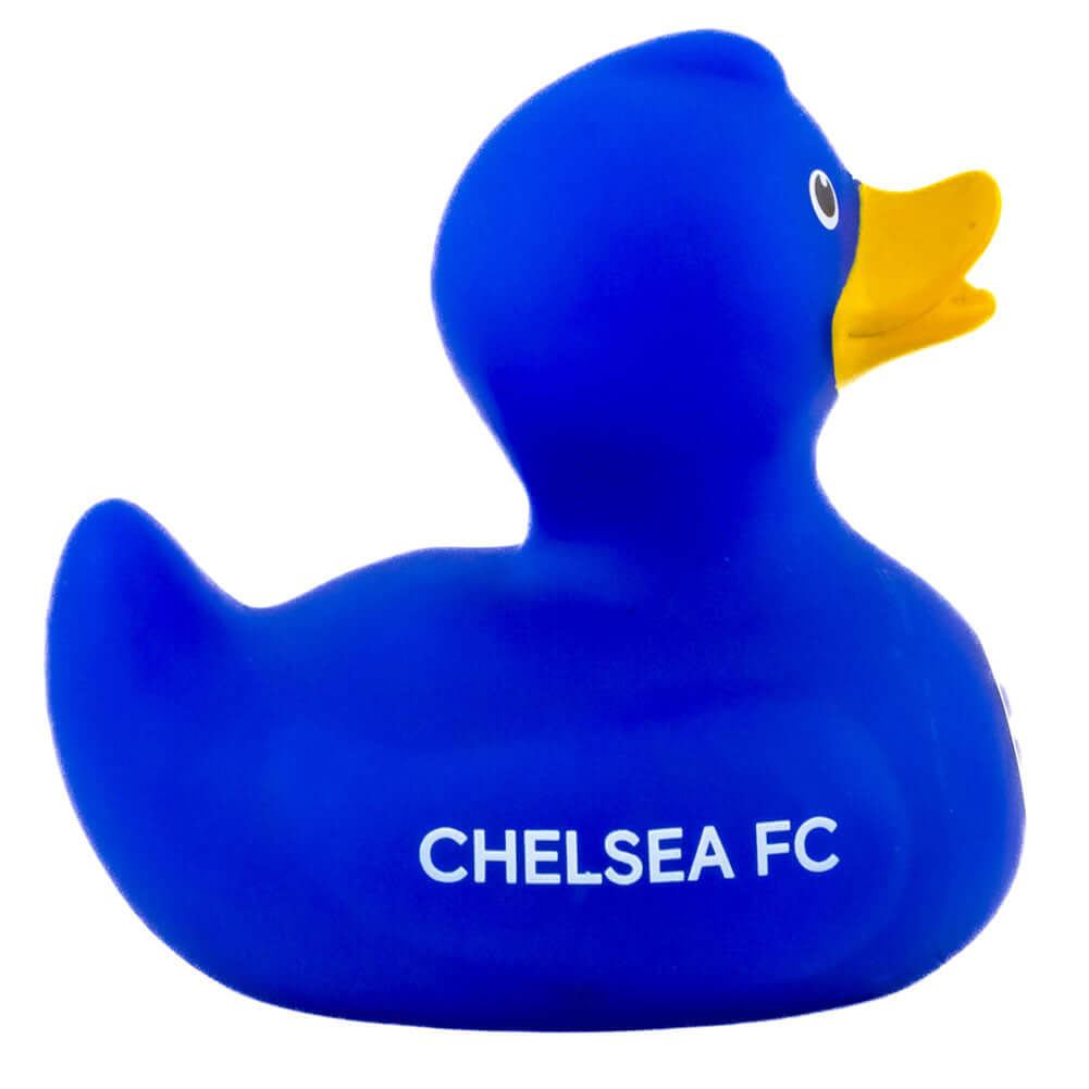 Chelsea FC Bath Time Duck LKT Sport Blue bath time rubber duck with a yellow beakFeatures Chelsea text in white and a full colour club crestOfficial licensed productApprox 10cm x 9cm x 7cm Rubber Duckies