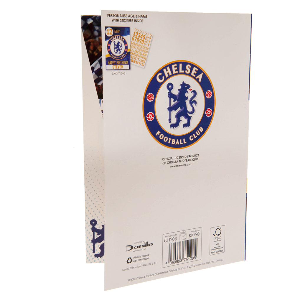 Chelsea FC Birthday Card With Stickers LKT Sport Football>Premier League>Chelsea FC Greeting Cards