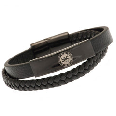 Chelsea FC Black IP Leather Bracelet LKT Sport Football>Premier League>Chelsea FC Bracelets