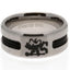 Chelsea FC Black Inlay Ring Small LKT Sport Stainless steel ring featuring a black rope insert Brushed satin finish and engraved with the Chelsea lion Official licensed product Internal diameter approx 20mm Ring size U Presented in a gift box Rings