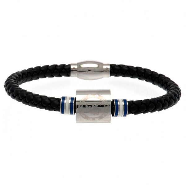 Chelsea FC Colour Ring Leather Bracelet LKT Sport Rope design bracelet made from genuine leather Black bracelet featuring stainless steel colour rings and an engraved club crest With a stainless steel magnetic clasp Official licensed product Approx 20cm x