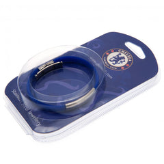 Chelsea FC Colour Silicone Bracelet LKT Sport Royal blue flexi silicone bracelet Featuring a club crest engraved plate Stainless steel deployment clasp Official licensed product Approx 20cm x 1cm In a blister pack Bracelets