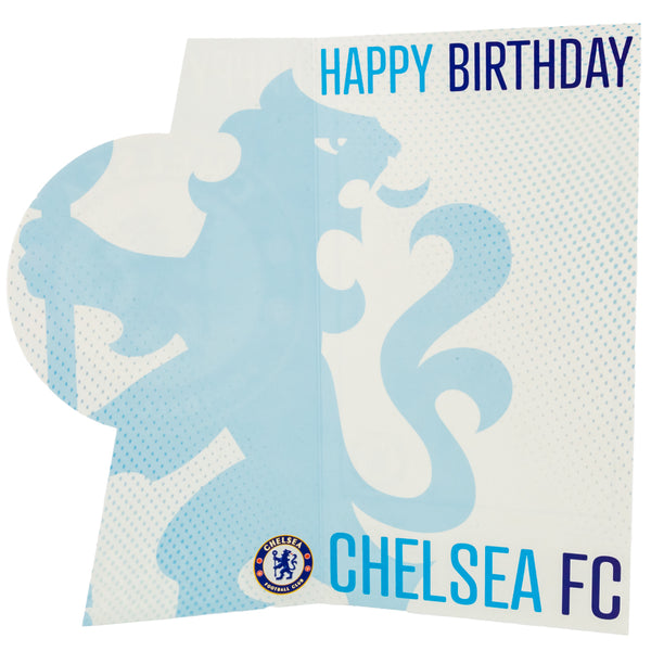 Chelsea FC Crest Birthday Card LKT Sport Colourful gloss finish fold out birthday cardFeaturing a full colour Chelsea crest with 'Happy Birthday' across the topGraphic inside includes the Chelsea crestMessage on the reverse reads 'Have a great day!'Offici