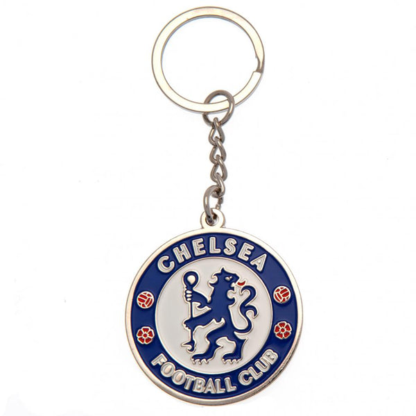 Chelsea FC Crest Keyring LKT Sport Metal crest shaped keyring with chain and split ring Die stamped design with full colour enamel infill Metal alloy with silver style finish Official licensed product Approx 45mm x 45mm On a header card Keychains