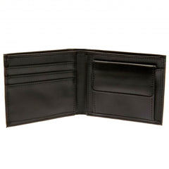 Chelsea FC Debossed Wallet LKT Sport Black PU wallet featuring a large debossed club crest3 card slots and 2 note pocketsChange pocket with secure stud fastener1 additional compartmentOfficial licensed productApprox 11cm x 9cm Wallets