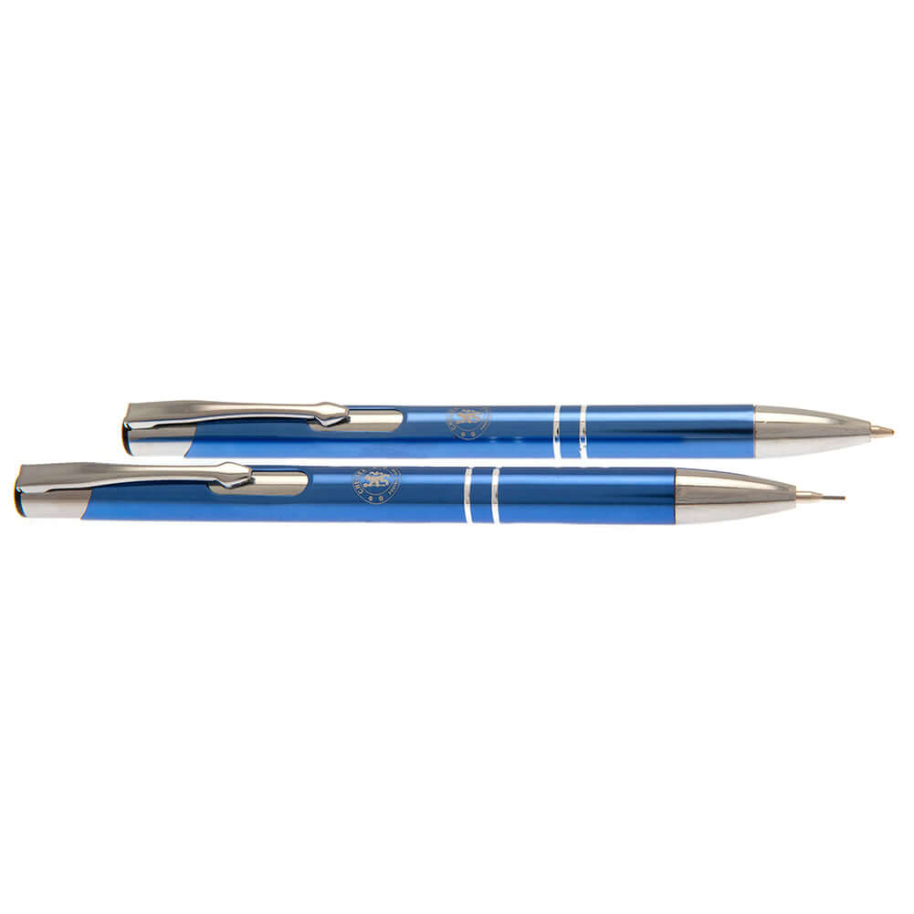 Chelsea FC Executive Pen & Pencil Set LKT Sport Blue pen and pencil gift set featuring a silver Chelsea crestExecutive pen has black inkBoth the pen and pencil are contained within a clear Perspex display casePerfect executive gift for a Chelsea fanOffici