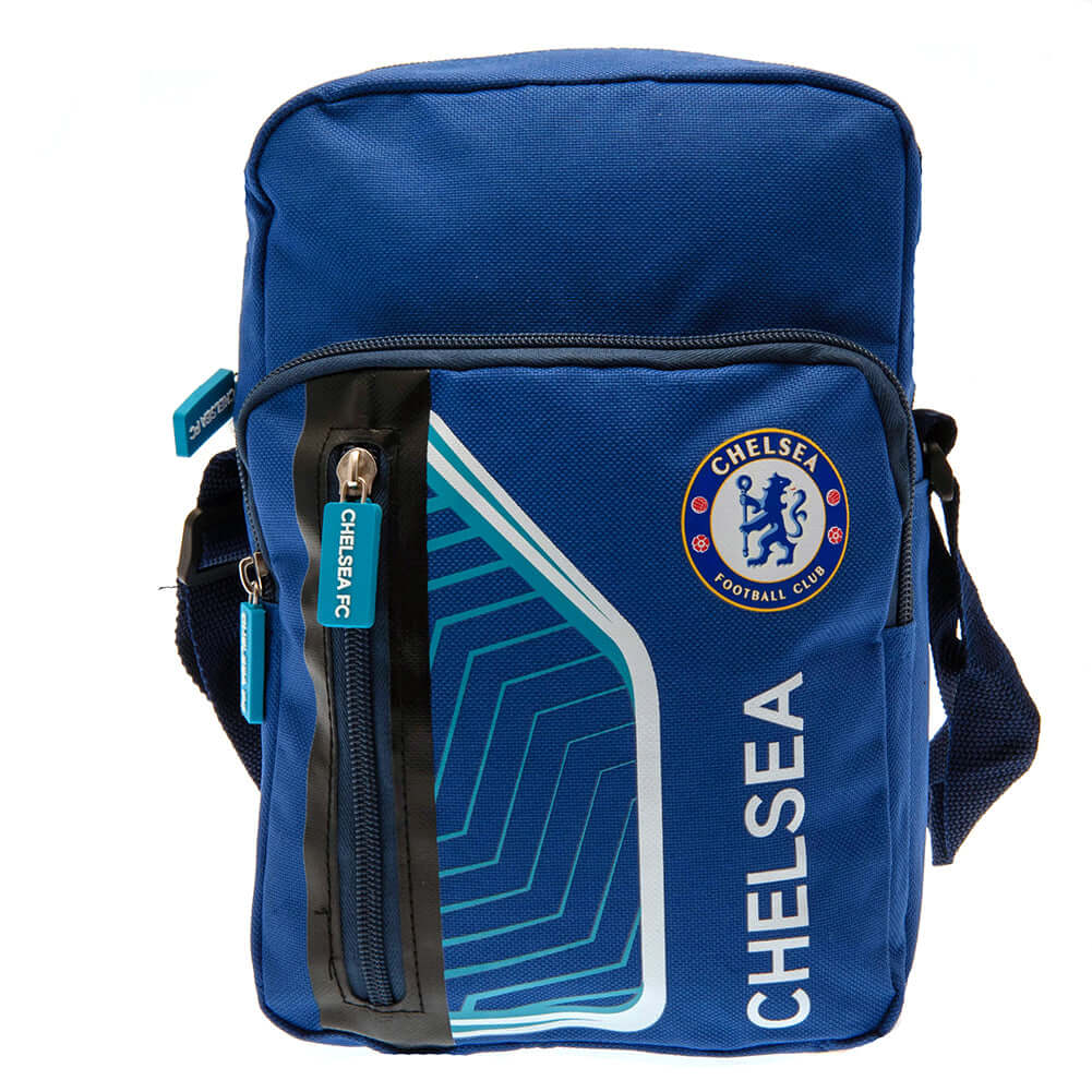 Chelsea FC Flash Shoulder Bag LKT Sport Flash design shoulder bag featuring Chelsea text and club crestMain compartment has a large double zipped opening for easy access2 front zip pockets and interior open pocketAdjustable shoulder strapRubber zip pulls