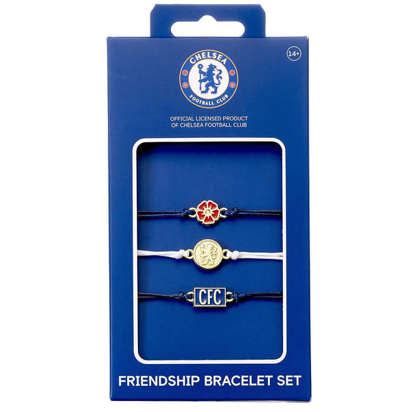 Chelsea FC Friendship Bracelet Set LKT Sport Set of three colourful and quaint friendship braceletsEach bracelet includes a bespoke Chelsea charmOfficial licensed productSuitable for ages 14+Approx 14cm with option to extend to 18cm Bracelets