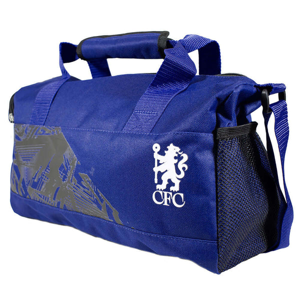 Chelsea FC Fusion Duffle Bag LKT Sport Fusion design duffle bag featuring the Chelsea Lion crestLarges zipped opening for easy accessAdditional zipped and mesh end pocketCarry handles and adjustable shoulder strapRubber zip pulls featuring raised Chelsea