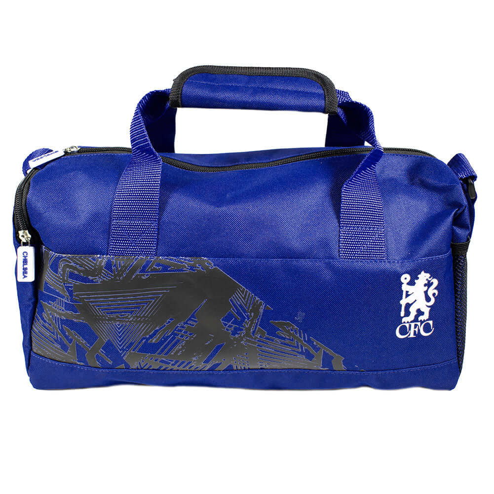 Chelsea FC Fusion Duffle Bag LKT Sport Fusion design duffle bag featuring the Chelsea Lion crestLarges zipped opening for easy accessAdditional zipped and mesh end pocketCarry handles and adjustable shoulder strapRubber zip pulls featuring raised Chelsea