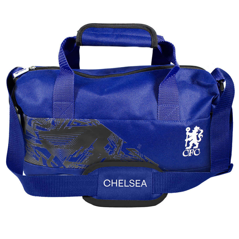 Chelsea FC Fusion Duffle Bag LKT Sport Fusion design duffle bag featuring the Chelsea Lion crestLarges zipped opening for easy accessAdditional zipped and mesh end pocketCarry handles and adjustable shoulder strapRubber zip pulls featuring raised Chelsea