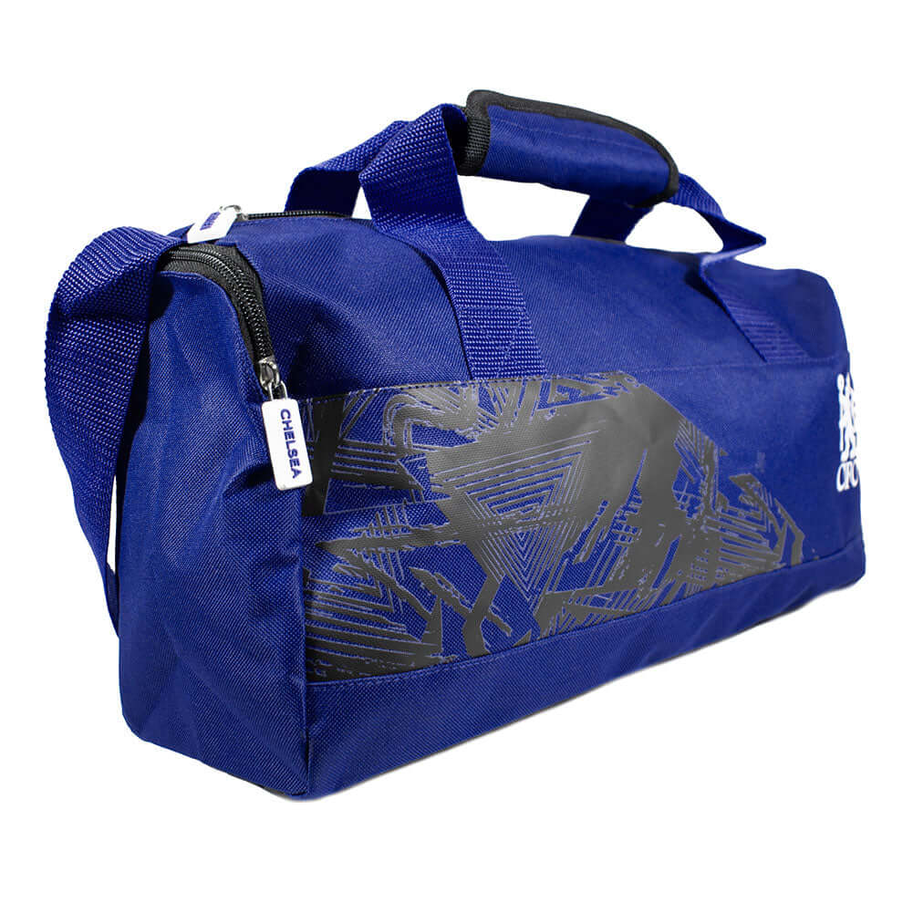 Chelsea FC Fusion Duffle Bag LKT Sport Fusion design duffle bag featuring the Chelsea Lion crestLarges zipped opening for easy accessAdditional zipped and mesh end pocketCarry handles and adjustable shoulder strapRubber zip pulls featuring raised Chelsea