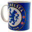 Chelsea FC Halftone Mug LKT Sport Ceramic everyday coffee mug Halftone design featuring a full colour Chelsea club crest Glazed kiln fired finish with white handle Official licensed product Approx 315ml (11oz) Approx 9cm tall, 8cm in diameter In a printed