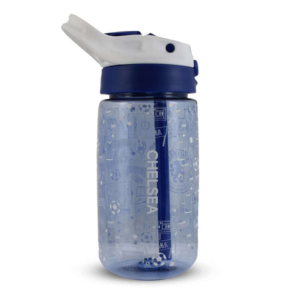 Chelsea FC Junior Water Bottle LKT Sport Vibrant blue kids water bottleWith a white Chlesea crest and fun icon designWith a screw top lid and a closable drinking spoutOfficial licensed productApprox 480ml (17oz)Approx 17cm tall, 7cm in diameter Water Bott