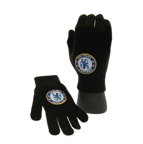 Chelsea FC Knitted Gloves Junior LKT Sport Childrens black knitted gloves Featuring a full colour Chelsea club crest Official licensed product Junior one size fits all With a swing tag Gloves & Mittens