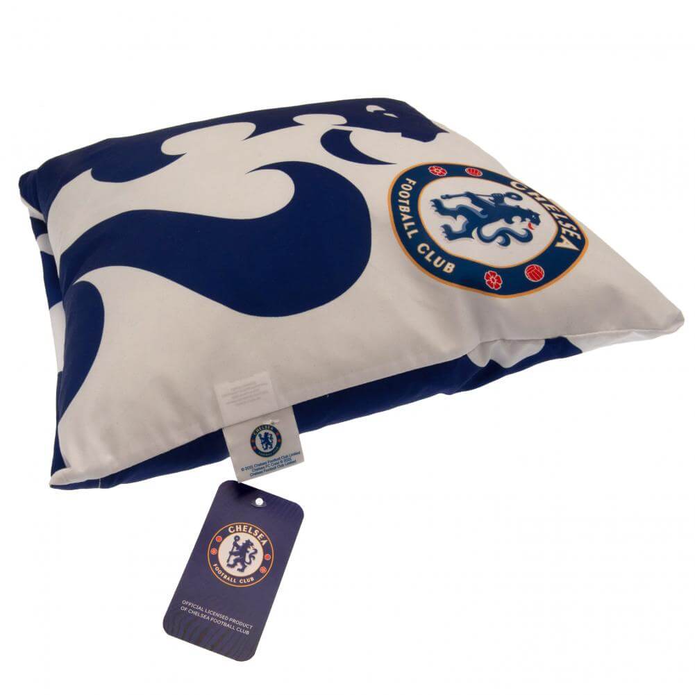 Chelsea FC Lion Crest Cushion LKT Sport White cushion featuring a full colour Chelsea club crest and large Lion detailDesign repeated on the reverse100% Polyester machine washable removable coverOfficial licensed productApprox 40cm x 40cm Chair & Sofa Cus