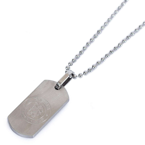 Chelsea FC Matt Finish Dog Tag & Chain LKT Sport Slim design stainless steel dog tag and ball chainMatt finish and engraved with the Chelsea crestOfficial licensed productChain approx 53cm (21in)Dog tag approx 30mm x 15mm Necklaces