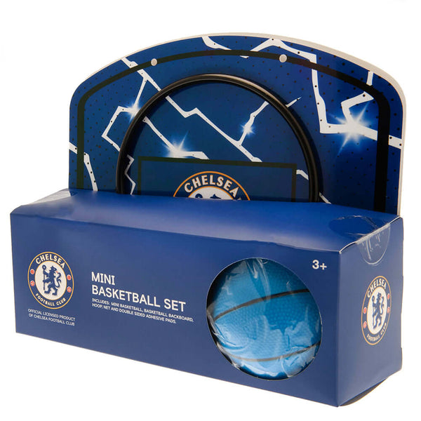 Chelsea FC Mini Basketball Set LKT Sport Mini Basketball set with a branded Chelsea FC backboardSet includes a mini Basketball, Basketball backboard, Hoop, Net and double sided padsEasy to assemble, which requires adult supervisionSuitable for children ag