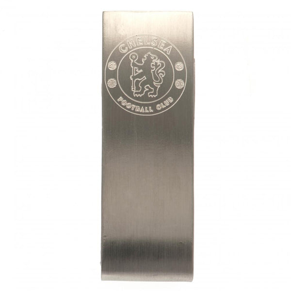 Chelsea FC Money Clip LKT Sport Stainless steel money clip in a brushed satin finish Engraved with the Chelsea crest Ideal for clipping together cash or cards Official licensed product Approx 5cm x 2cm Presented in a gift box Money Clips