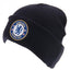 Chelsea FC Navy Cuff Beanie LKT Sport Navy blue knitted hat with turn up cuff Features a full colour Chelsea FC embroidered crest Official licensed product One size fits all With a swing tag Beanies