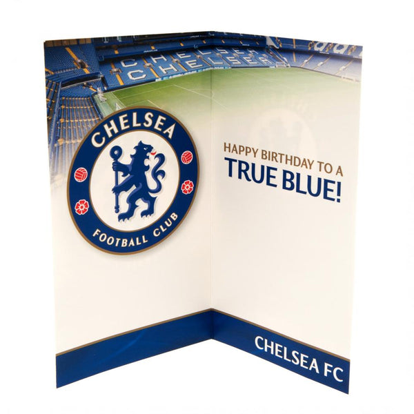 Chelsea FC No. 1 Fan Birthday Card LKT Sport Colorful gloss finish birthday card with large club crest Featuring a space to personalise with the name of the No.1 Chelsea fan Message inside reads 'Happy Birthday to a True Blue!' Official licensed product A