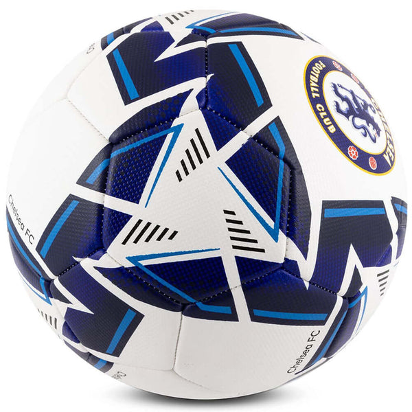 Chelsea FC Nova Premium Football LKT Sport Blue and white textured premium 26 panel footballFeaturing a full colour Chelsea crest on a Nova design ballSuitable for 14 yrs and olderOfficial licensed productSize 5 footballApprox 69cm in circumference Soccer